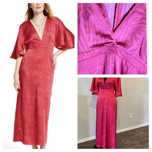 ✨ Noel Red/Pink Jacquard Maxi Dress – Size 2 (NWOT) ✨